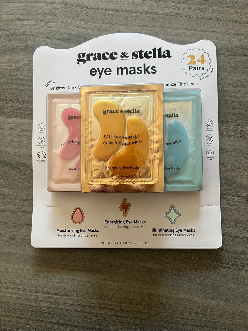 grace & stella Hydrating Eye Mask Trio - Moisturizing , Energizing & Illuminatin